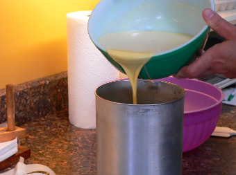 ginger ice cream into the ice cream machine